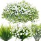36 Pcs Artificial Flowers for Outdoor, UV Resistant Outdoor Fake Plants Faux Plastic Flowers Shrubs for Outside Garden Patio Porch Window Box Spring Summer Decor (Mixed White)